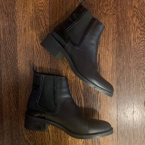 ZARA Mixed Media Leather Chelsea Ankle Boots